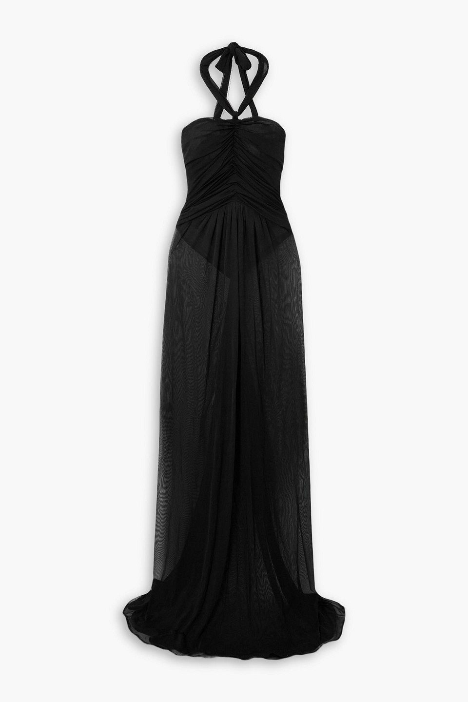 dolce&gabbana - draped gathered organza halterneck gown - black - it 42