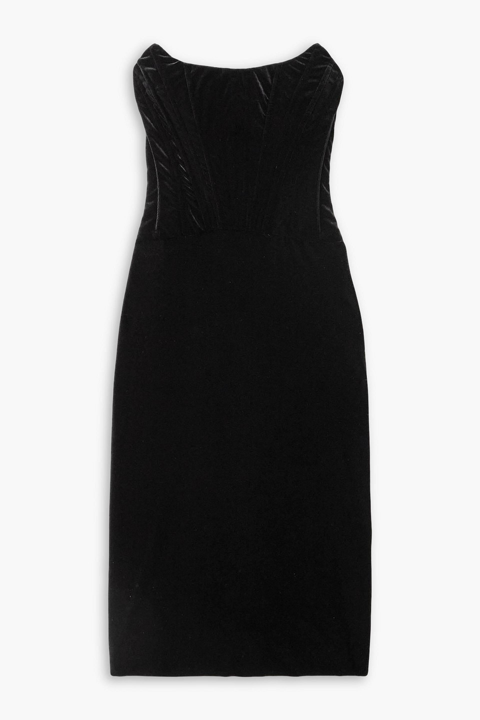 dolce & gabbana - strapless velvet corset midi dress - black - it 44