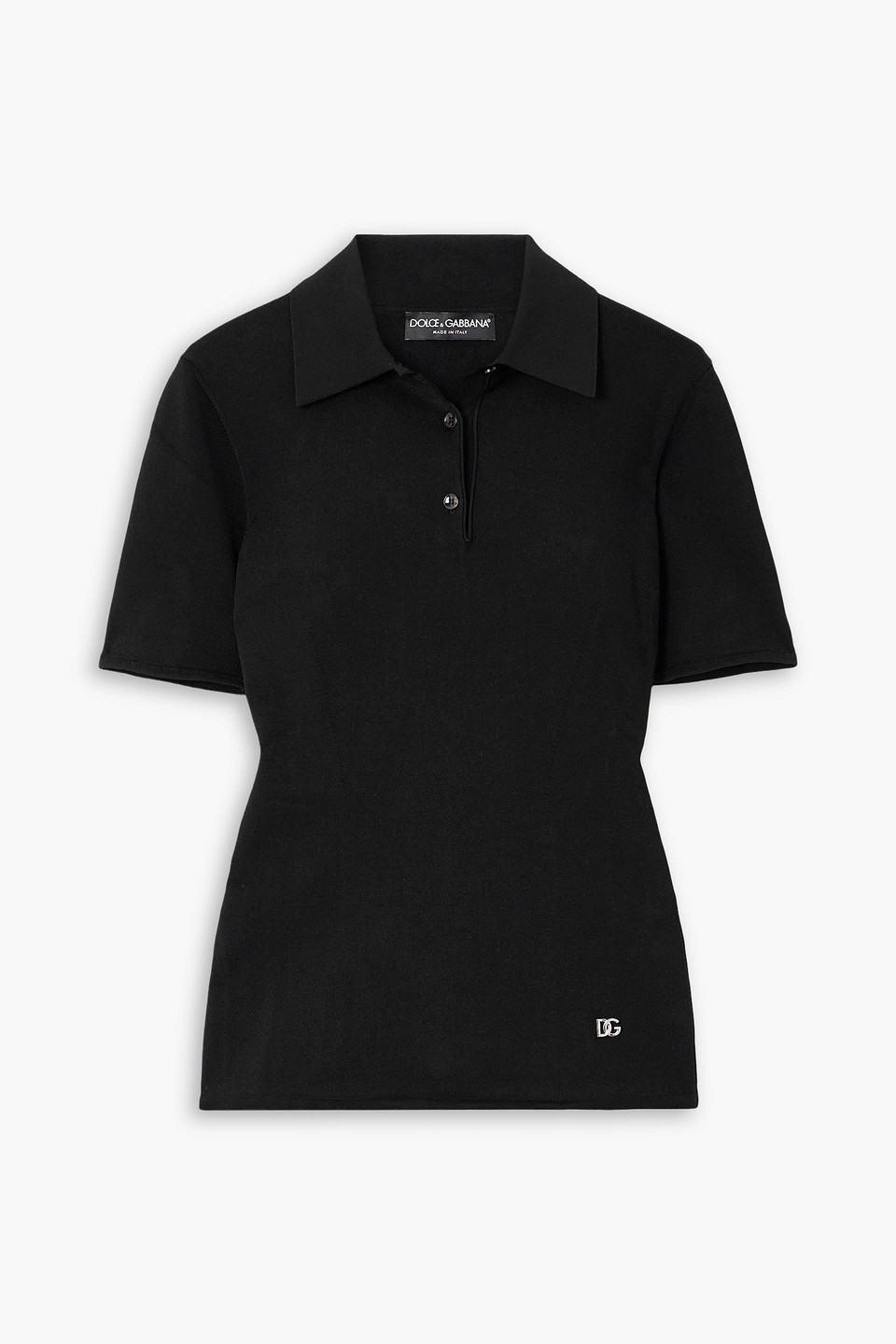 dolce&gabbana - appliquéd jersey polo shirt - black - it 36