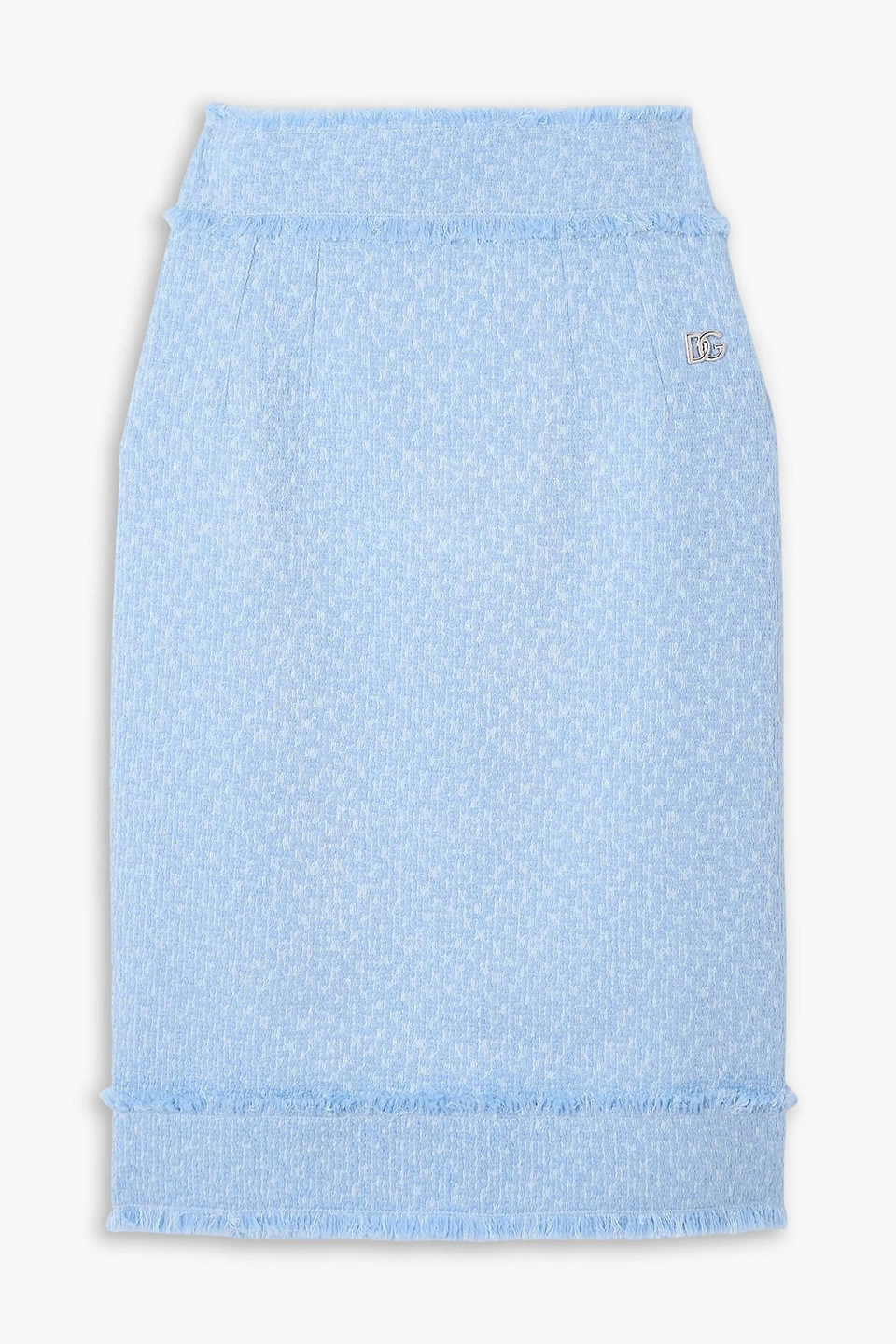 dolce&gabbana - frayed wool-blend tweed midi skirt - blue - it 40