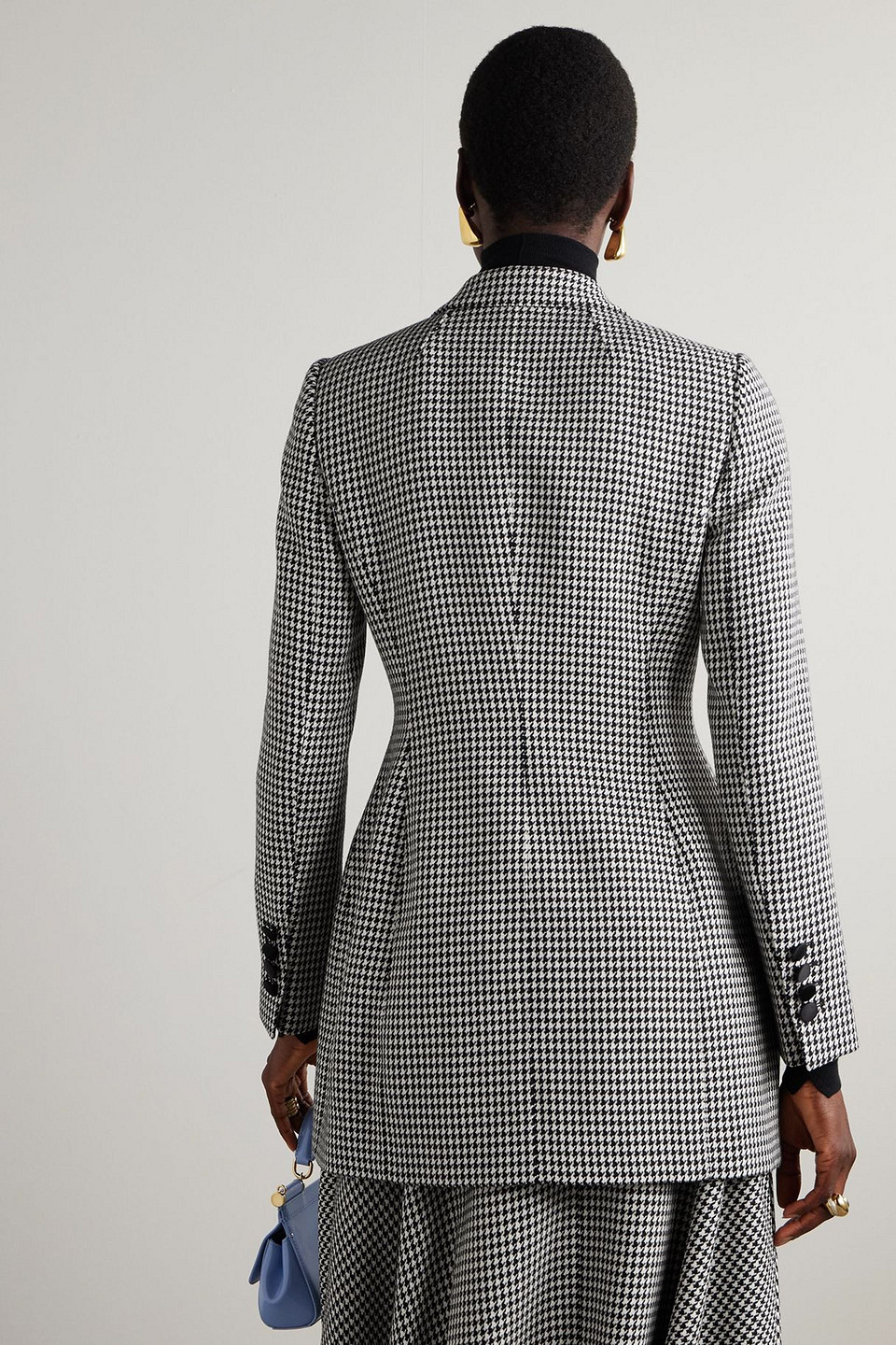 Dolce & Gabbana Double-breasted Houndstooth Wool-blend Blazer In Multi