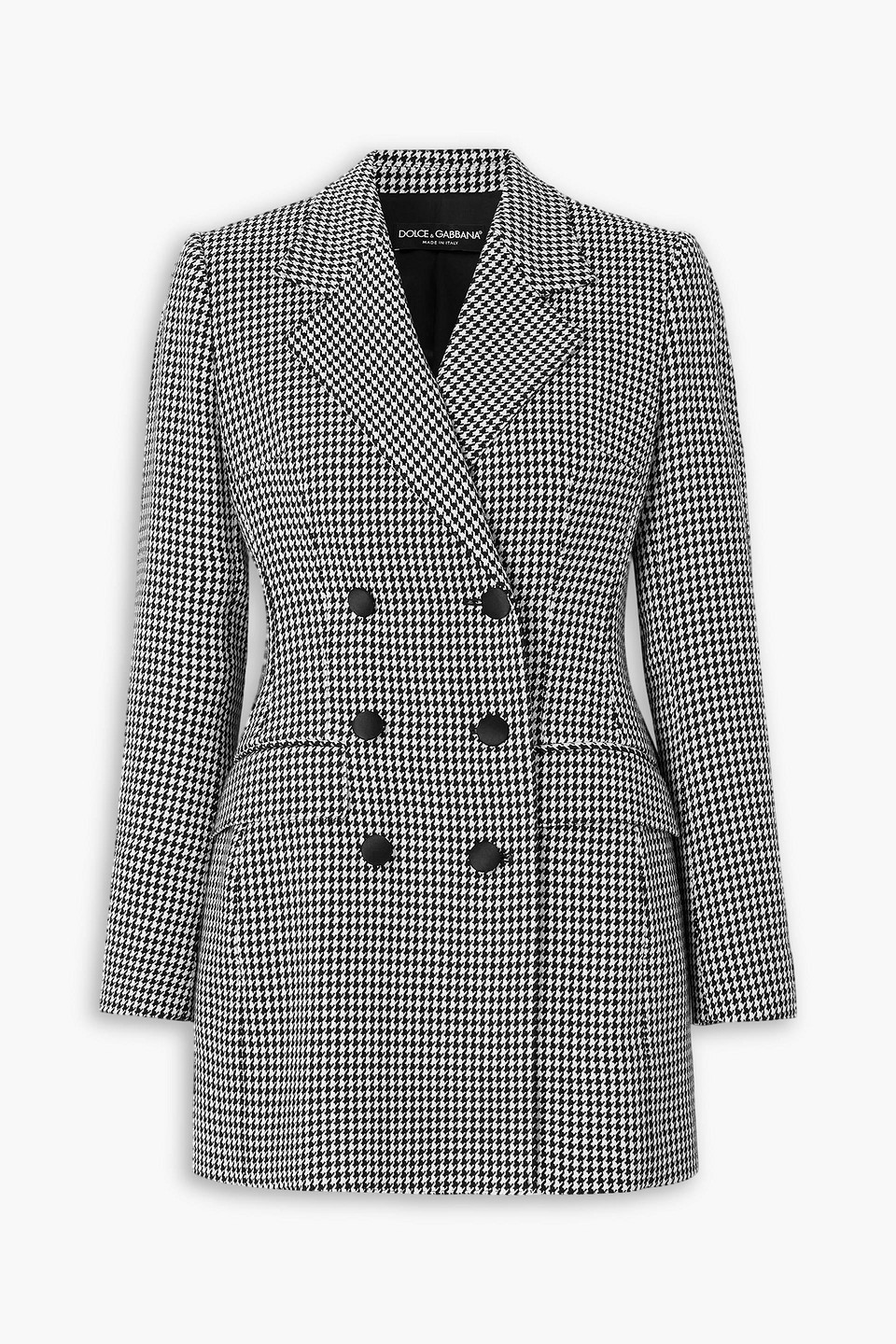 dolce&gabbana - double-breasted houndstooth wool-blend blazer - black - it 42