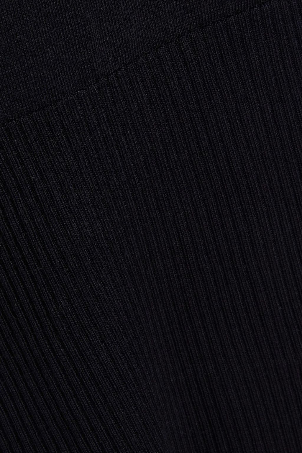 THOM BROWNE Knit-paneled pleated silk-blend top