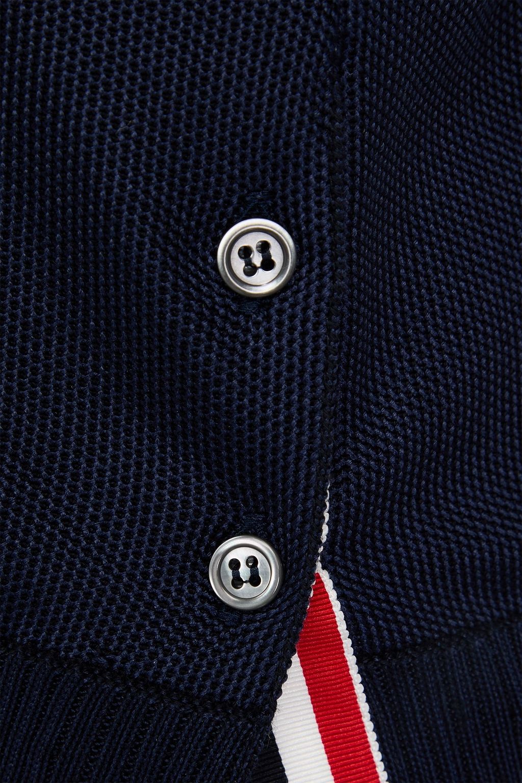 THOM BROWNE قميص بولو من الحرير وقماش بيكيه المصنوع من مزيج من القطن