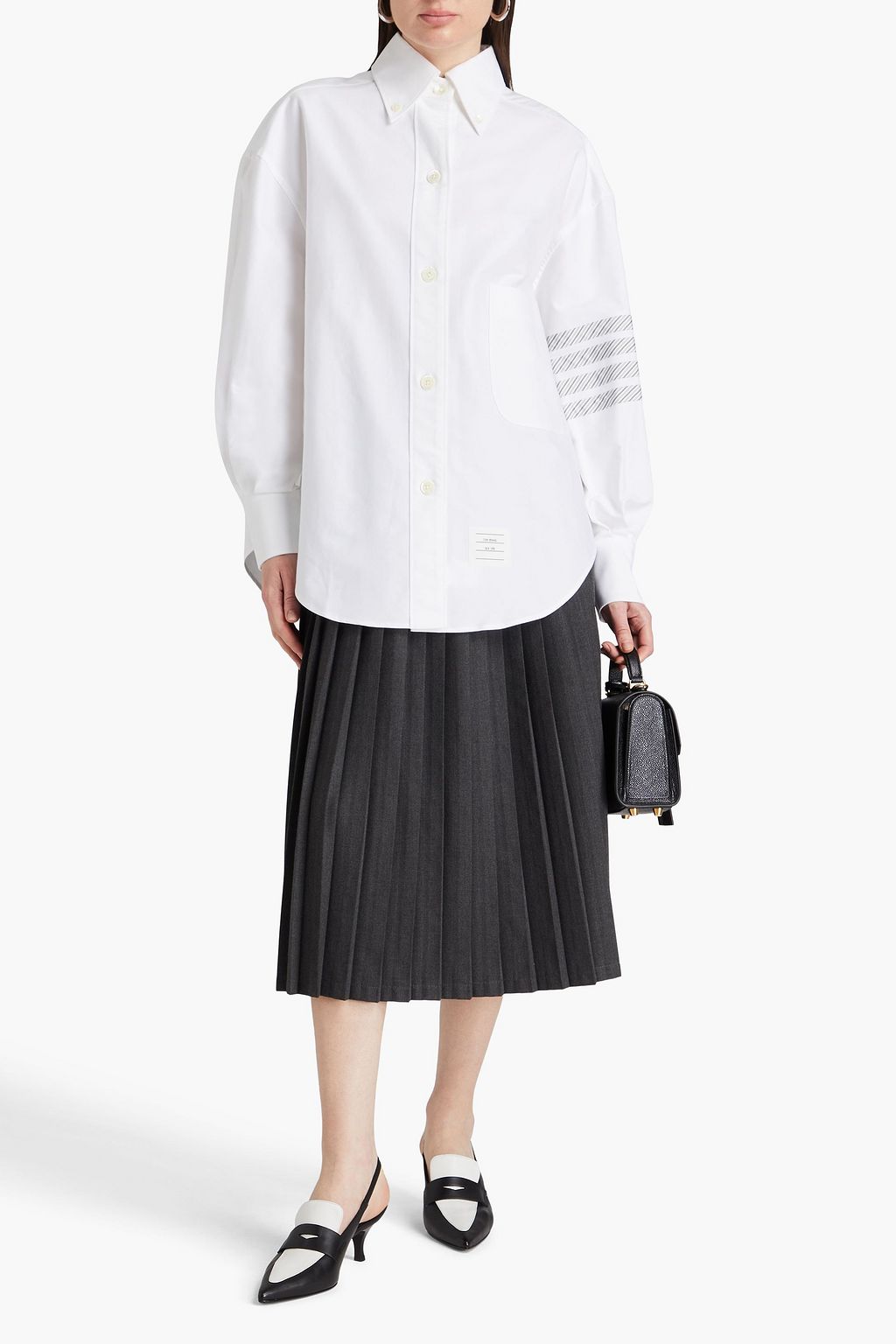 THOM BROWNE 스트라이프 코튼 옥스퍼드 셔츠