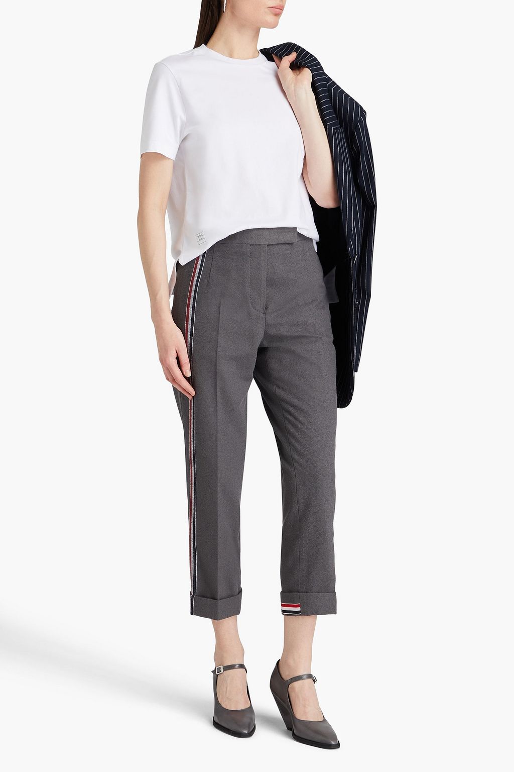 THOM BROWNE Striped cotton-jersey T-shirt
