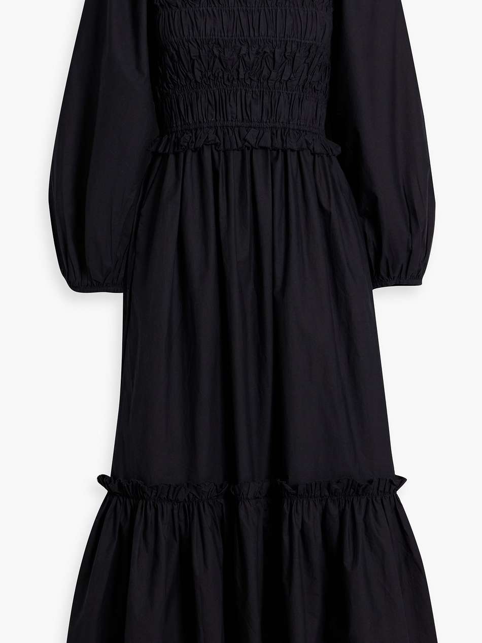 natella shirred cotton-poplin midi dress