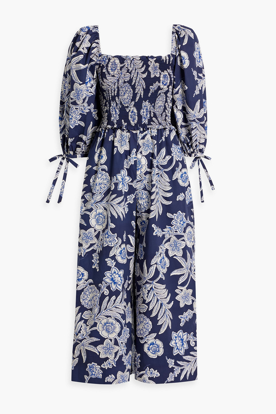 Cara Cara Jazzy Cropped Printed Cotton-poplin Jumpsuit In Navy