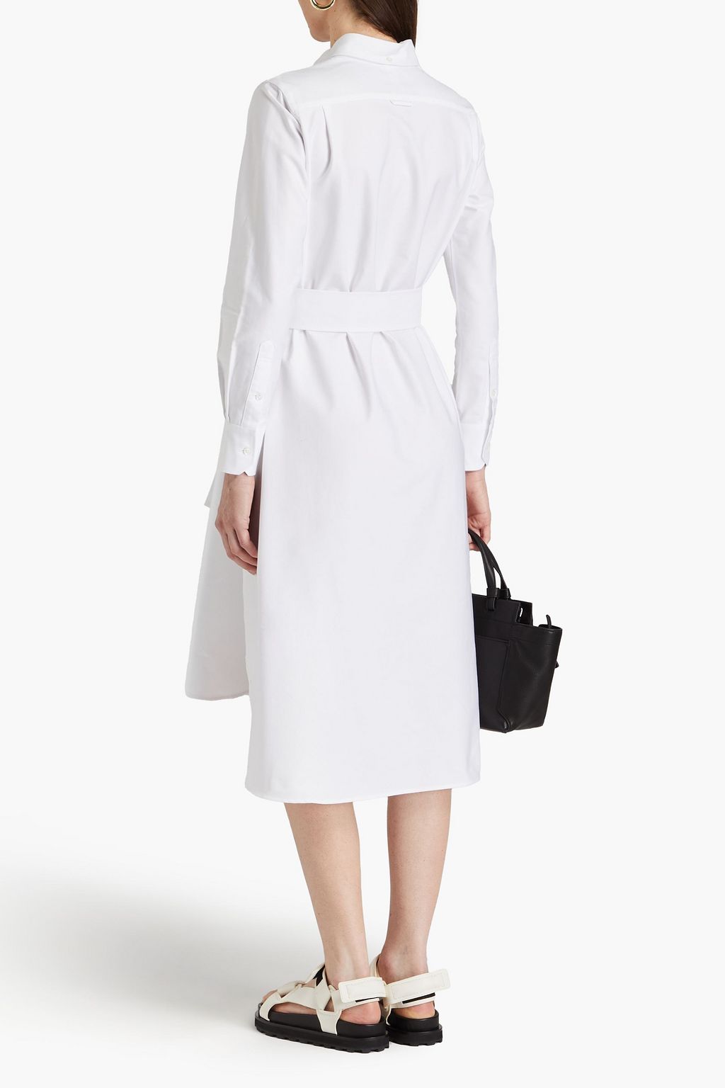 THOM BROWNE Belted cotton Oxford midi shirt dress