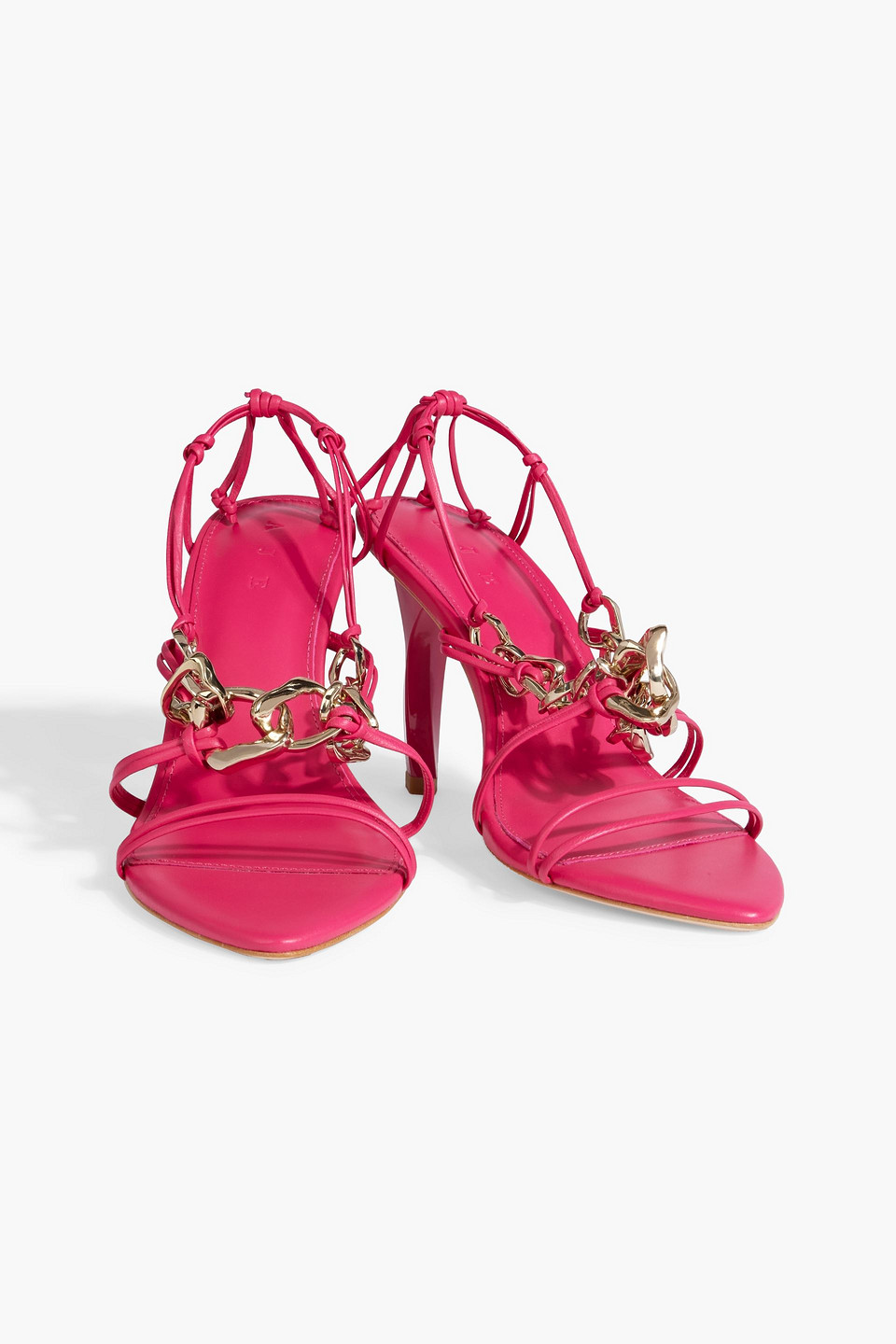 Shop Aje Astrid Chain-embellished Leather Sandals In Fuchsia