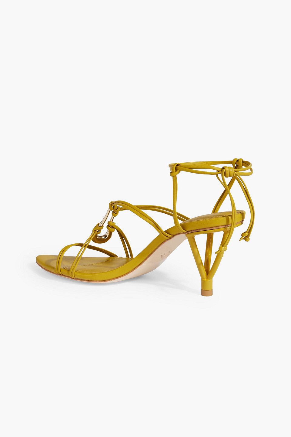 Shop Aje Leda Embellished Leather Sandals In Mustard