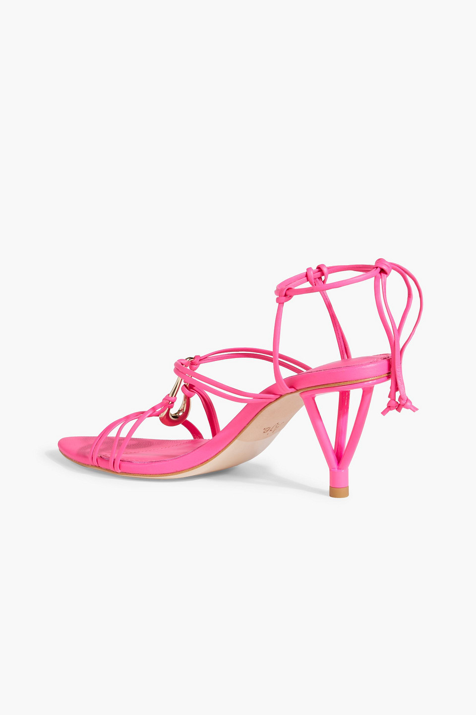 Shop Aje Leda Embellished Leather Sandals In Bright Pink