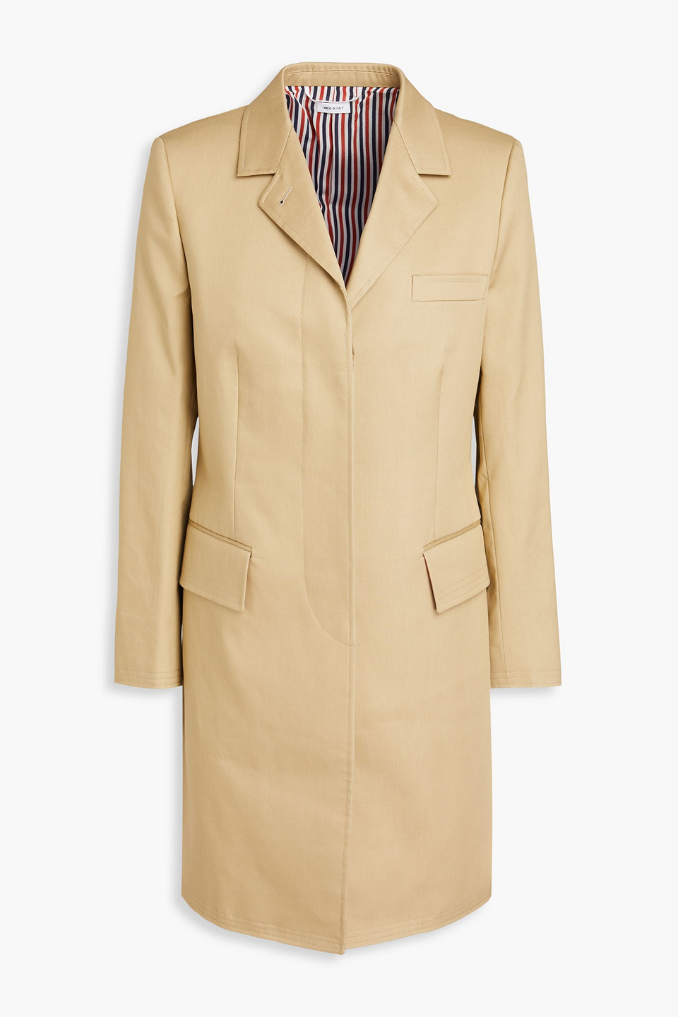 Thom Browne Chesterfield Cotton-twill Coat In Beige