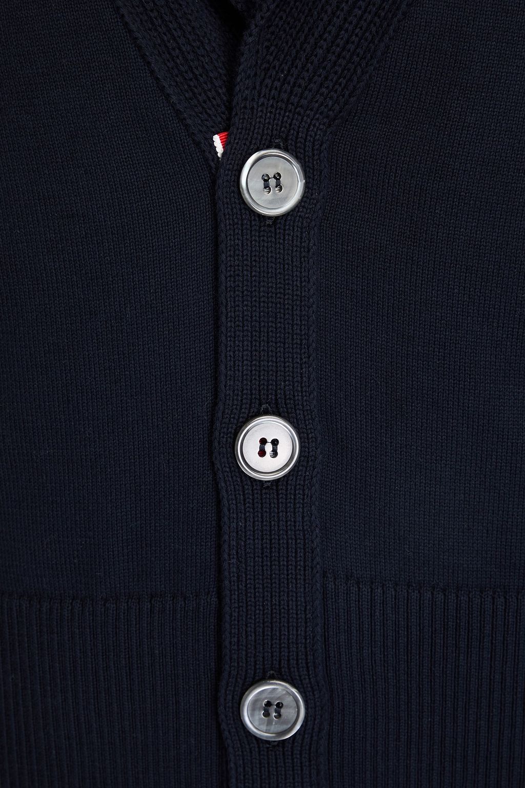 THOM BROWNE Gestreifter Cardigan aus Baumwolle mit Zopfstrickmuster