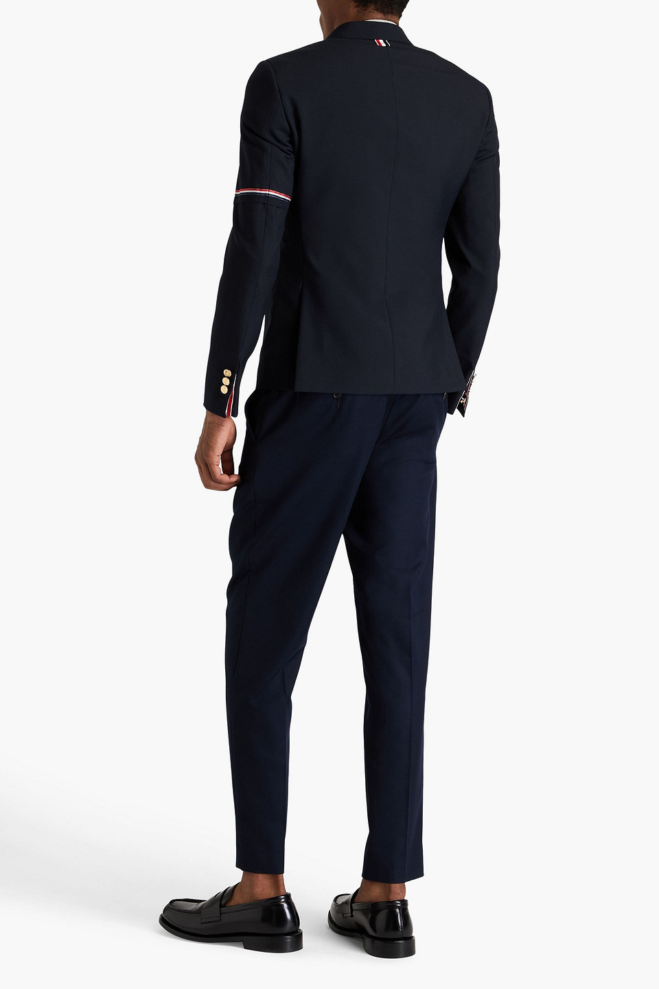 Shop Thom Browne Grain De Poudre Wool-blend Blazer In Navy