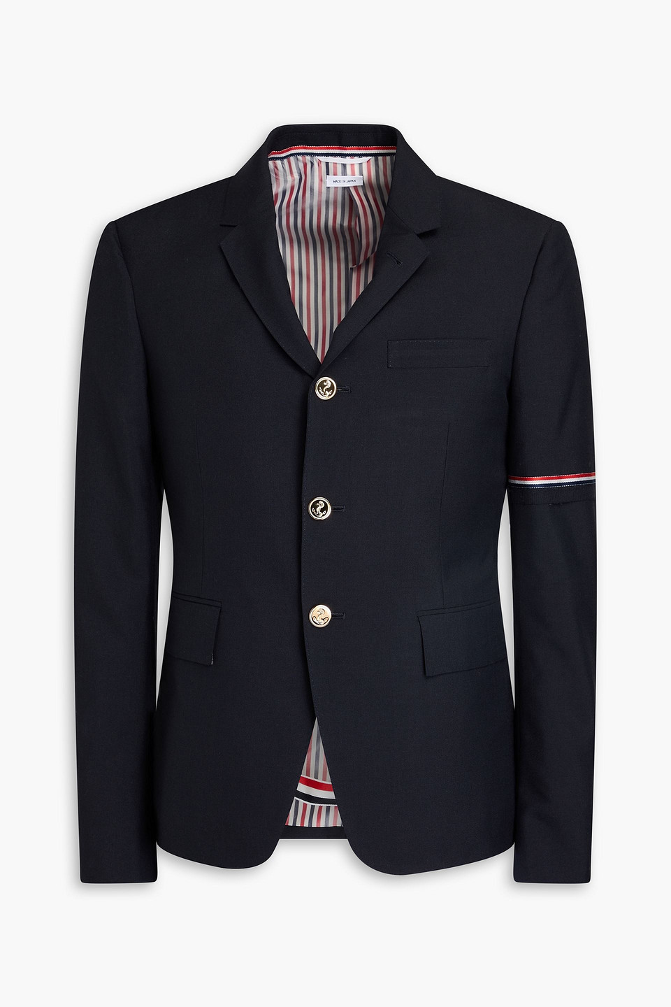 Shop Thom Browne Grain De Poudre Wool-blend Blazer In Navy