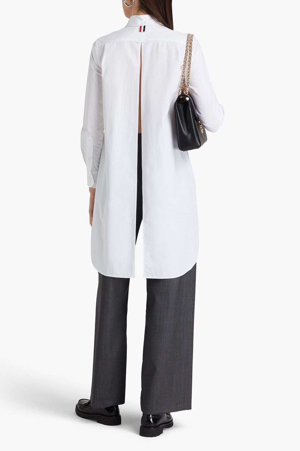 THOM BROWNE Asymmetric cotton-poplin shirt