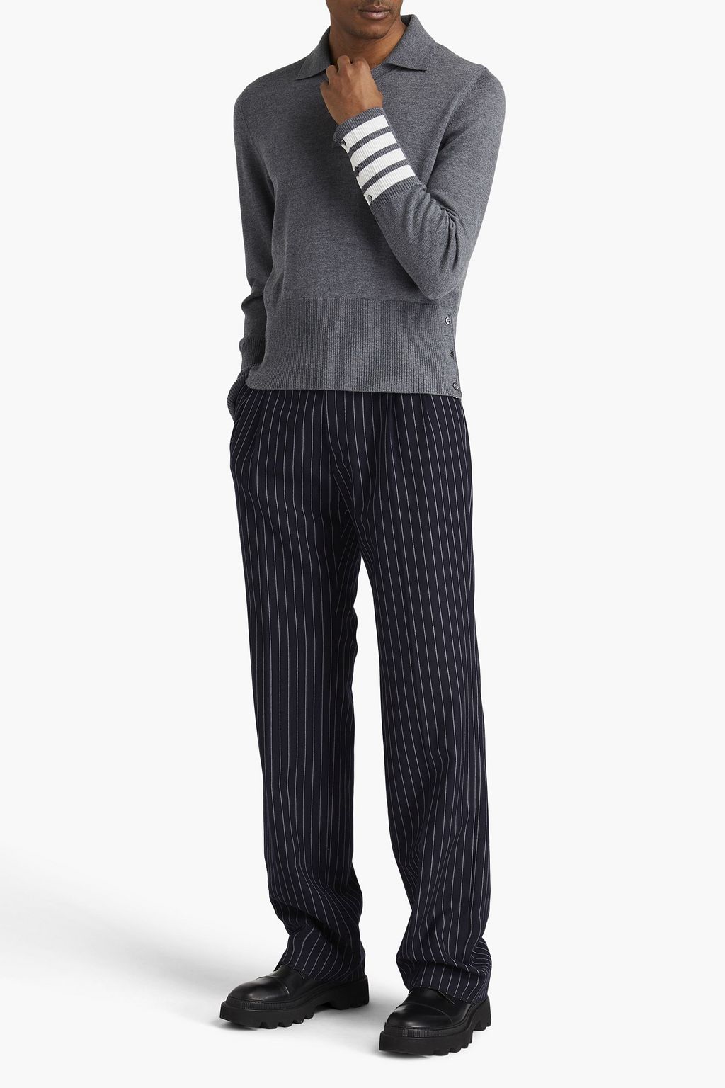 THOM BROWNE Merino wool polo sweater