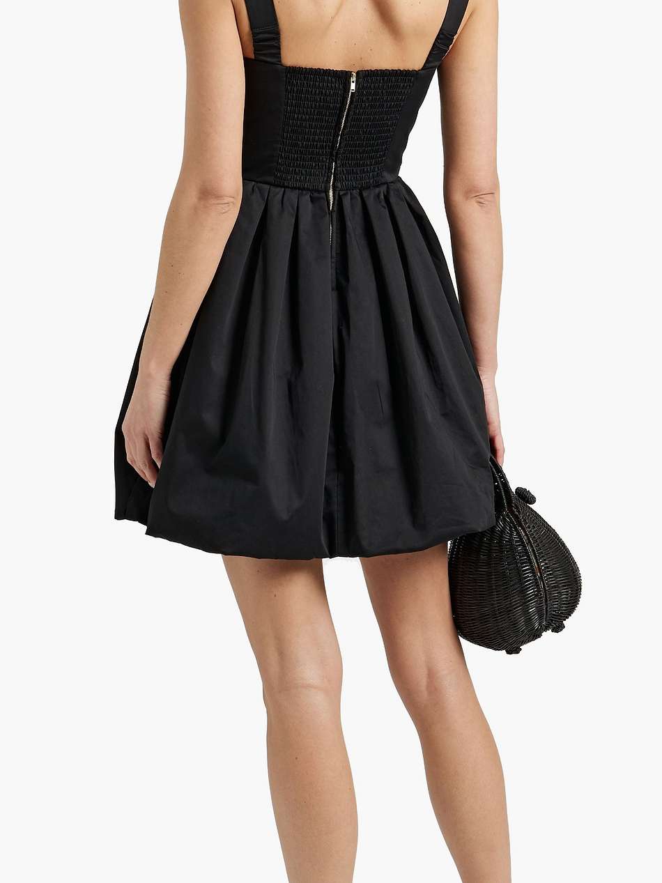 claribelle pleated cutout stretch cotton-poplin mini dress
