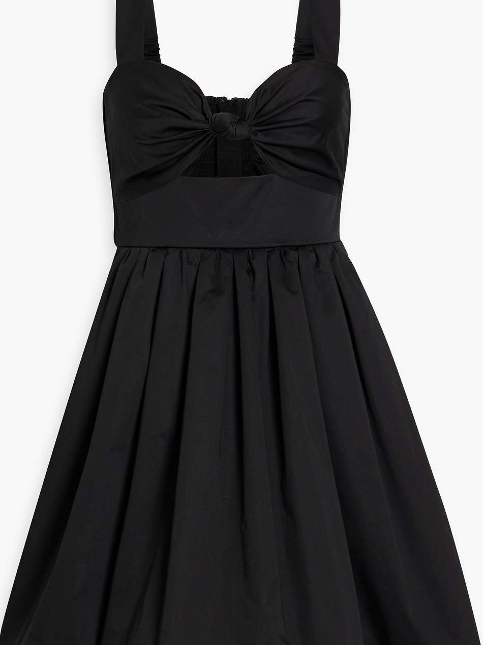 claribelle pleated cutout stretch cotton-poplin mini dress