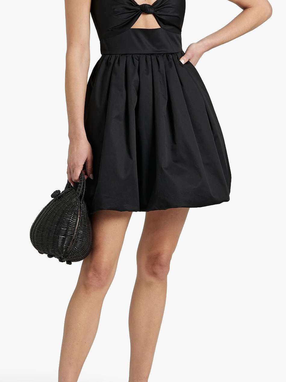 claribelle pleated cutout stretch cotton-poplin mini dress