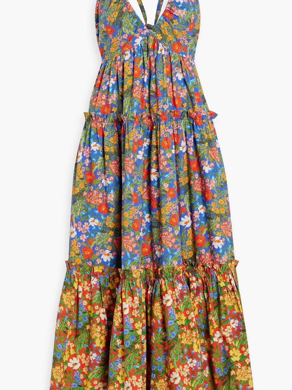 shayna tiered floral-print cotton-poplin midi dress