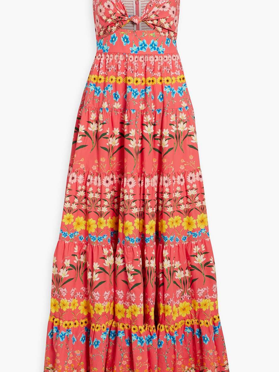 delilah tiered floral-print cotton-poplin maxi dress