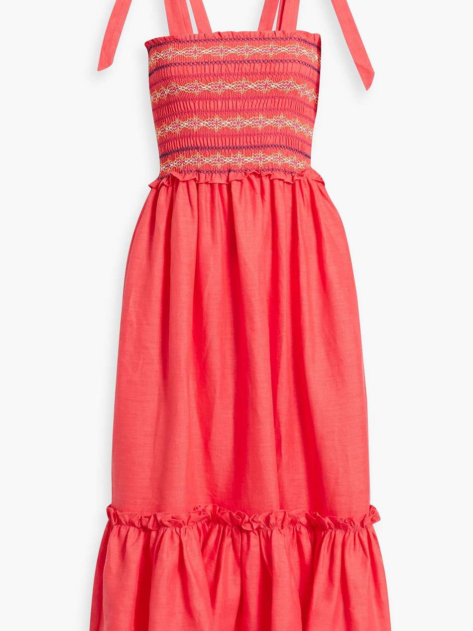 jenny smocked linen midi dress