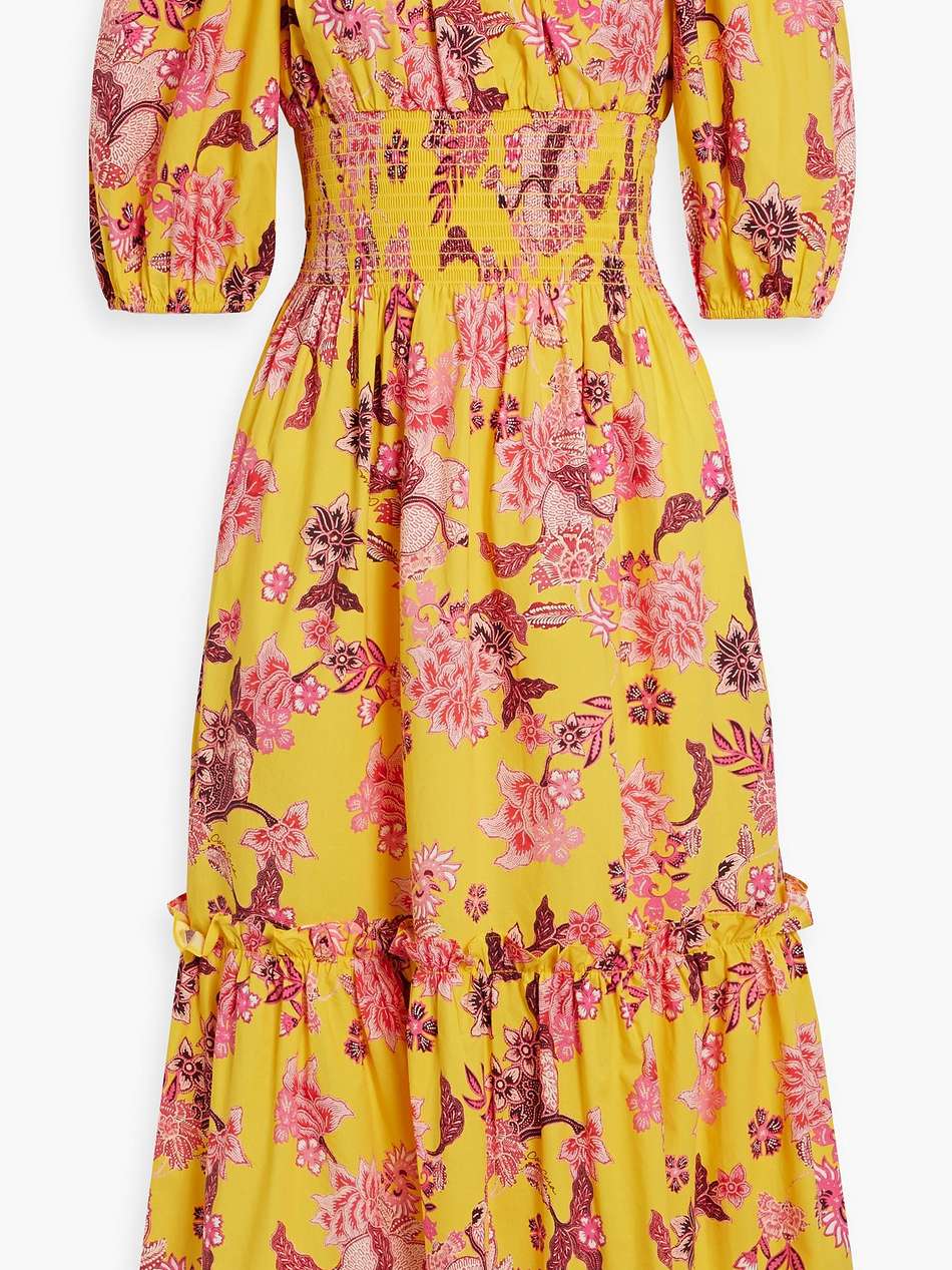 mimi off-the-shoulder floral-print cotton-poplin midi dress