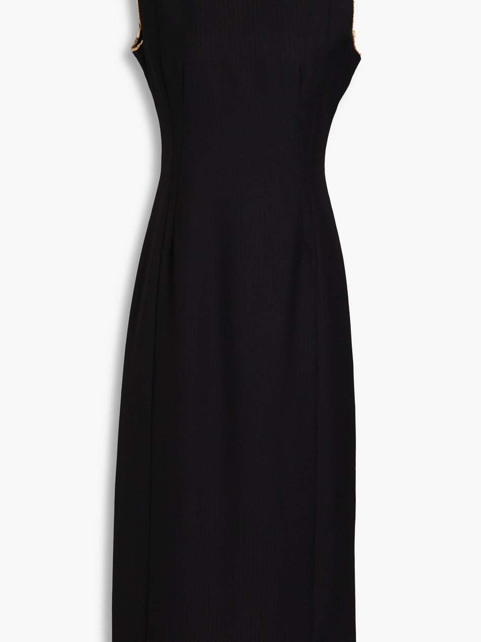 bead-embellished wool midi dress
