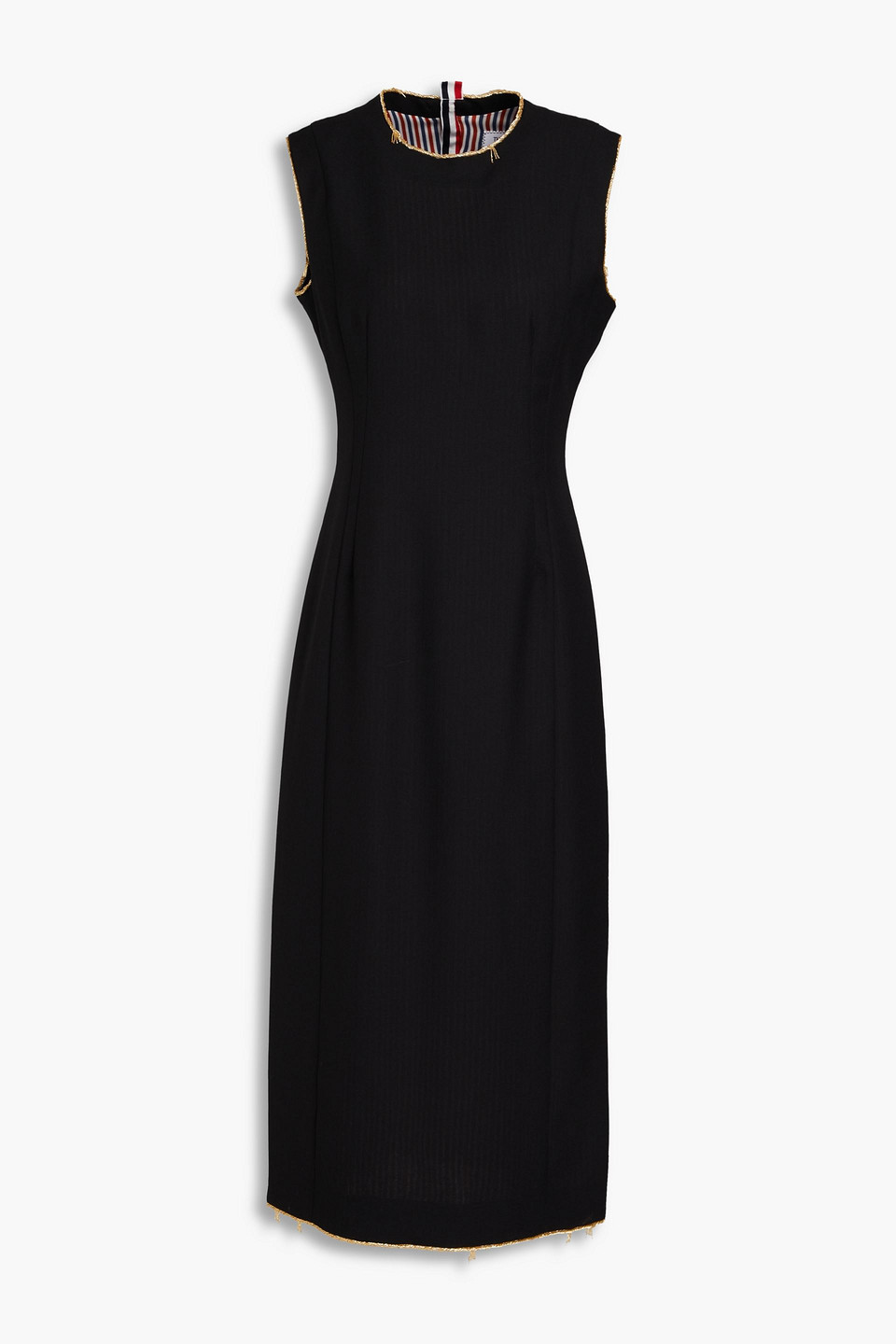 Thom Browne Bead-embellished Wool Midi Dress In Black