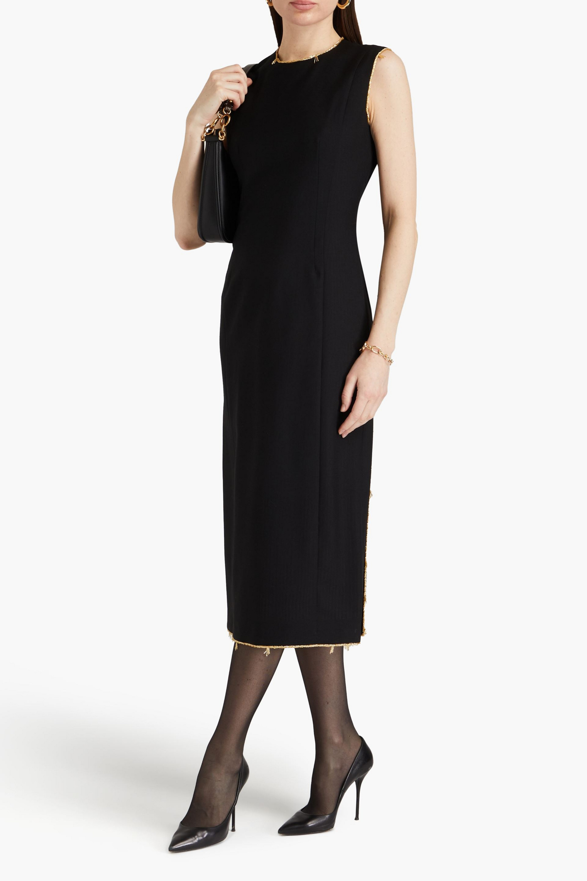 Thom Browne Bead-embellished wool midi dress