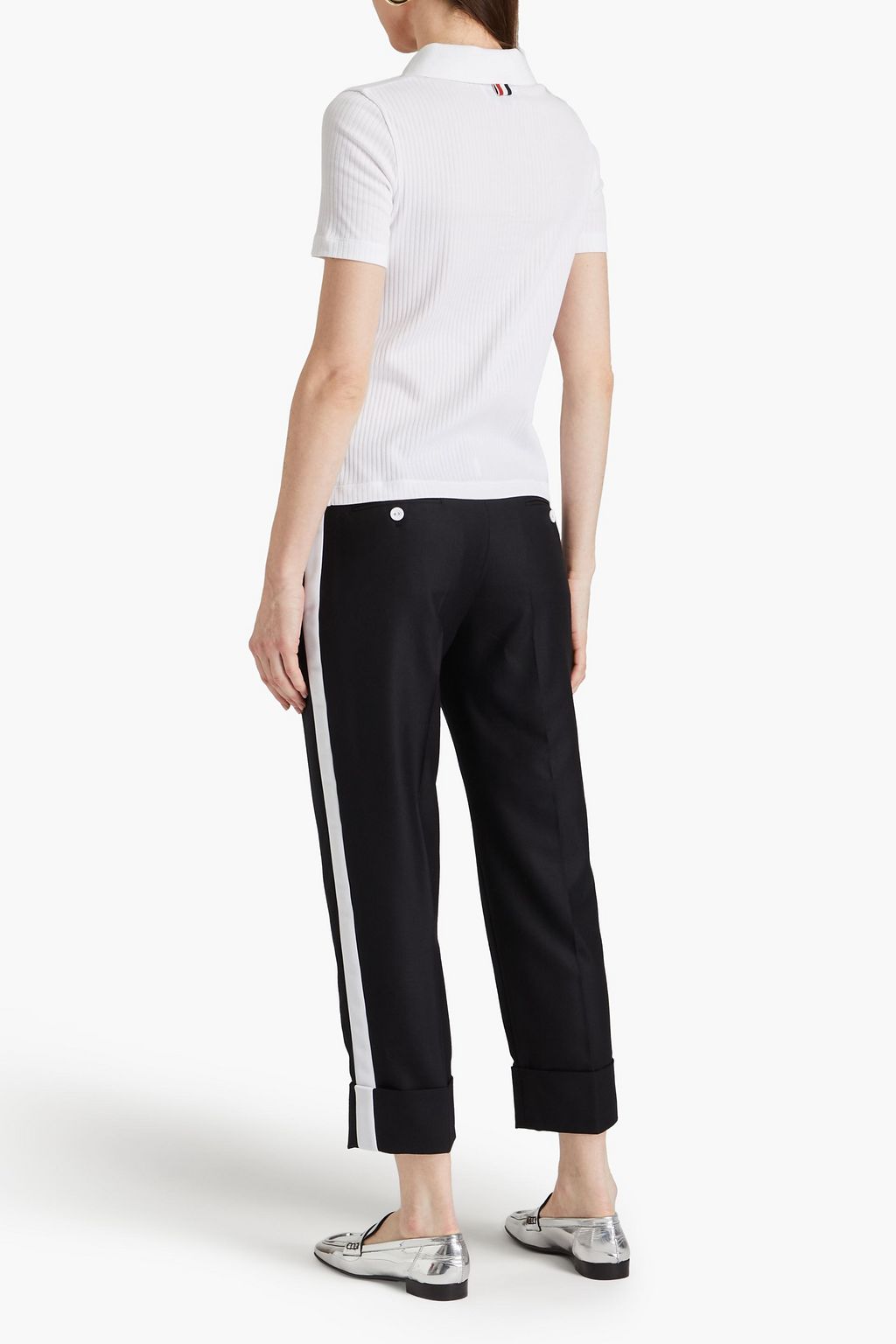 THOM BROWNE 울 트윌 크롭 스트레이트 레그 팬츠
