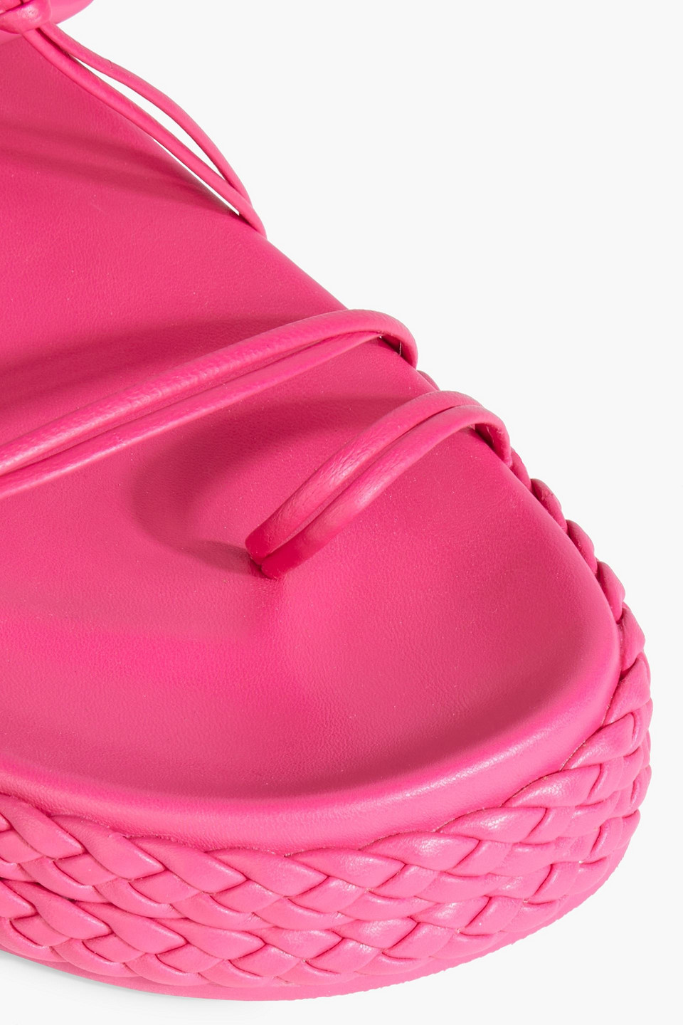 Aje Astrid Chain-embellished Leather Platform Sandals In Fuchsia