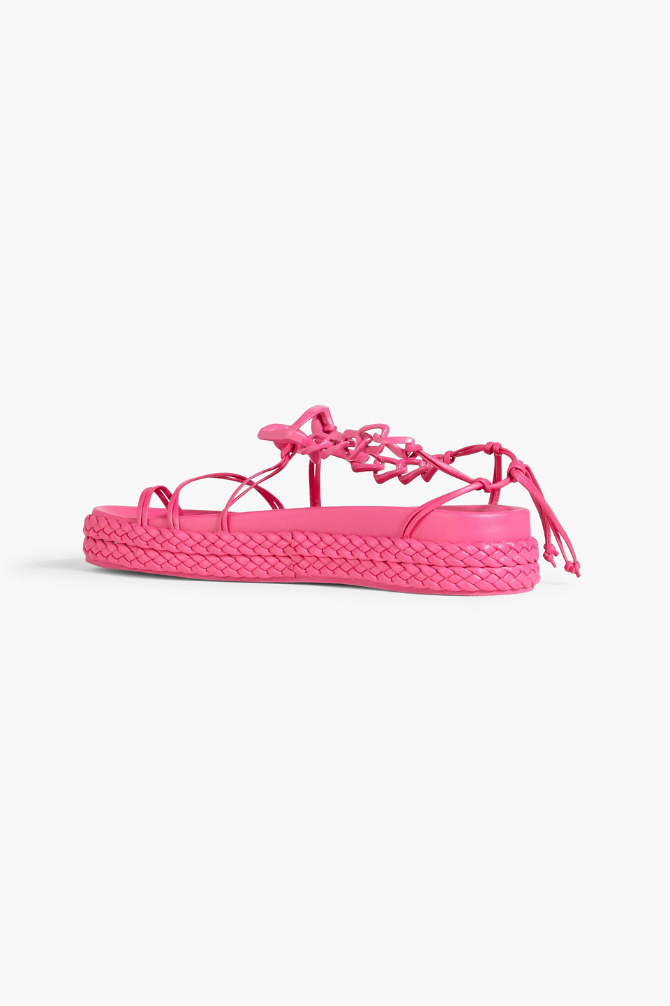 Shop Aje Astrid Chain-embellished Leather Platform Sandals In Fuchsia