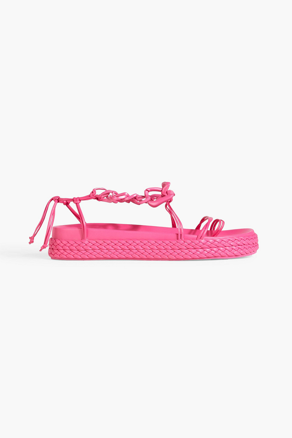 Aje Astrid Chain-embellished Leather Platform Sandals In Fuchsia