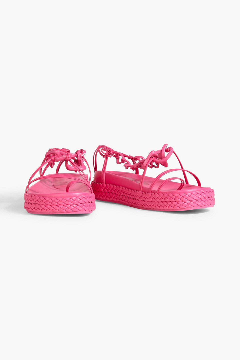 Aje Astrid Chain-embellished Leather Platform Sandals In Fuchsia