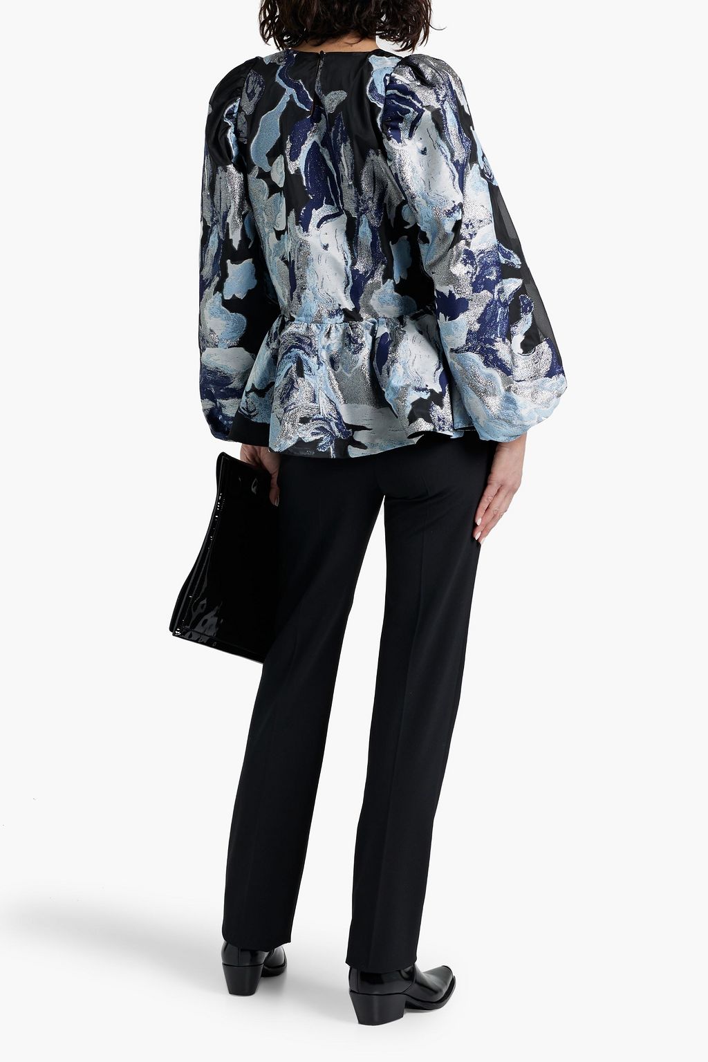 STINE GOYA Jenny metallic jacquard peplum top