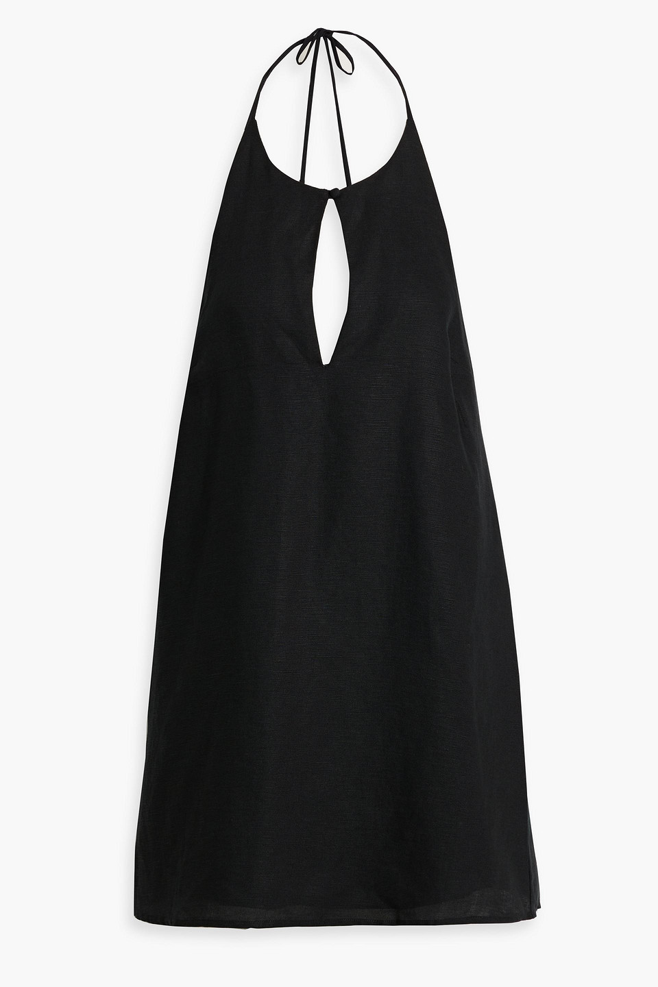 onia - open-back cutout linen and lyocell-blend mini dress - black - m