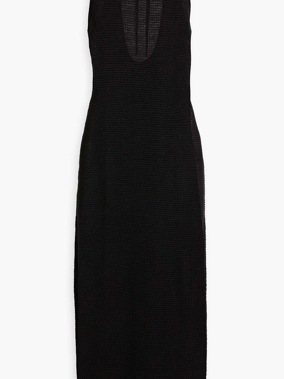 open-knit linen midi dress