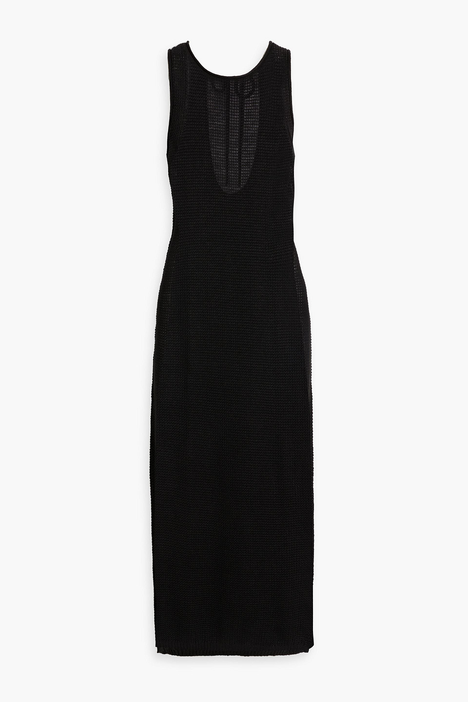 Onia Open-knit Linen Midi Dress In Black