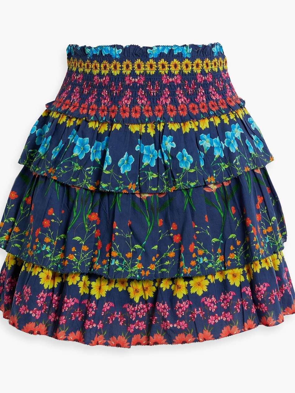 lindsey tiered floral-print cotton-voile mini skirt