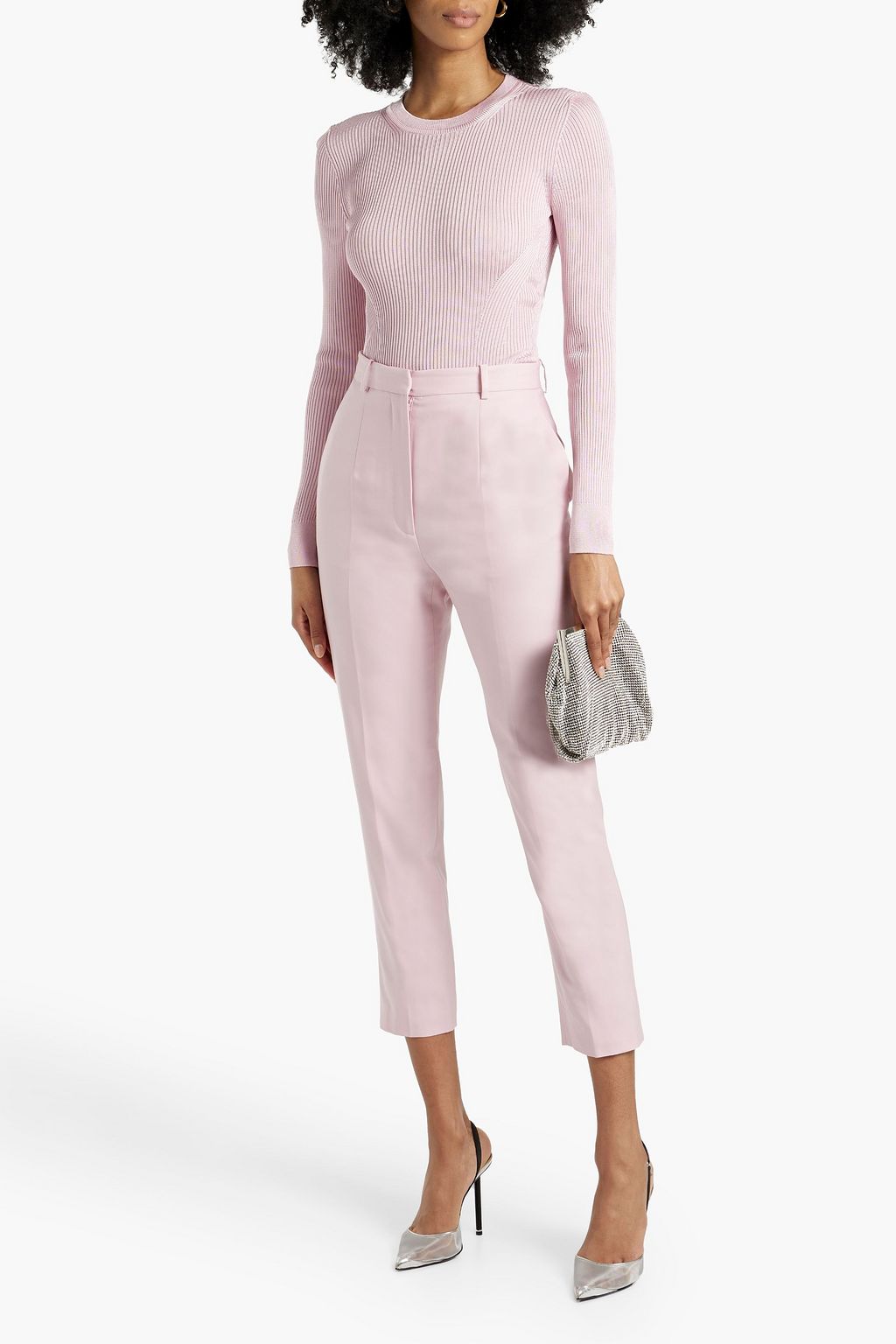 MCQUEEN Cropped wool-twill slim-leg pants