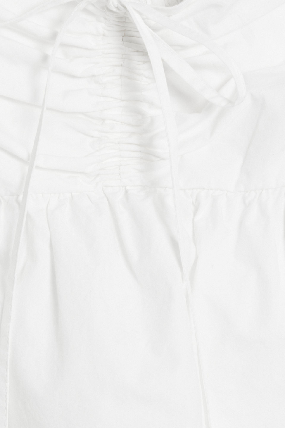 Shop Cara Cara Pippa Bow-detailed Ruched Cotton-poplin Top In White