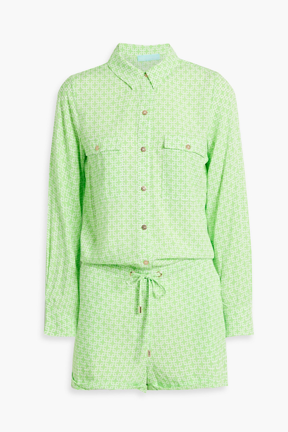 Melissa Odabash Chloe Printed Voile Playsuit In Lime Green