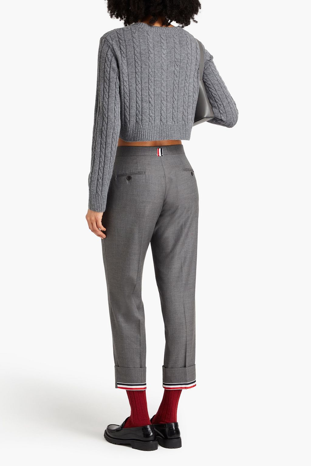 THOM BROWNE بنطال قصير بأرجل مستقيمة من صوف تويل