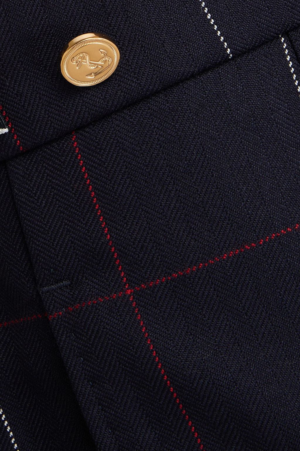 THOM BROWNE بنطال قصير بأرجل ضيقة من صوف جاكار مزين بنقشة مربعات