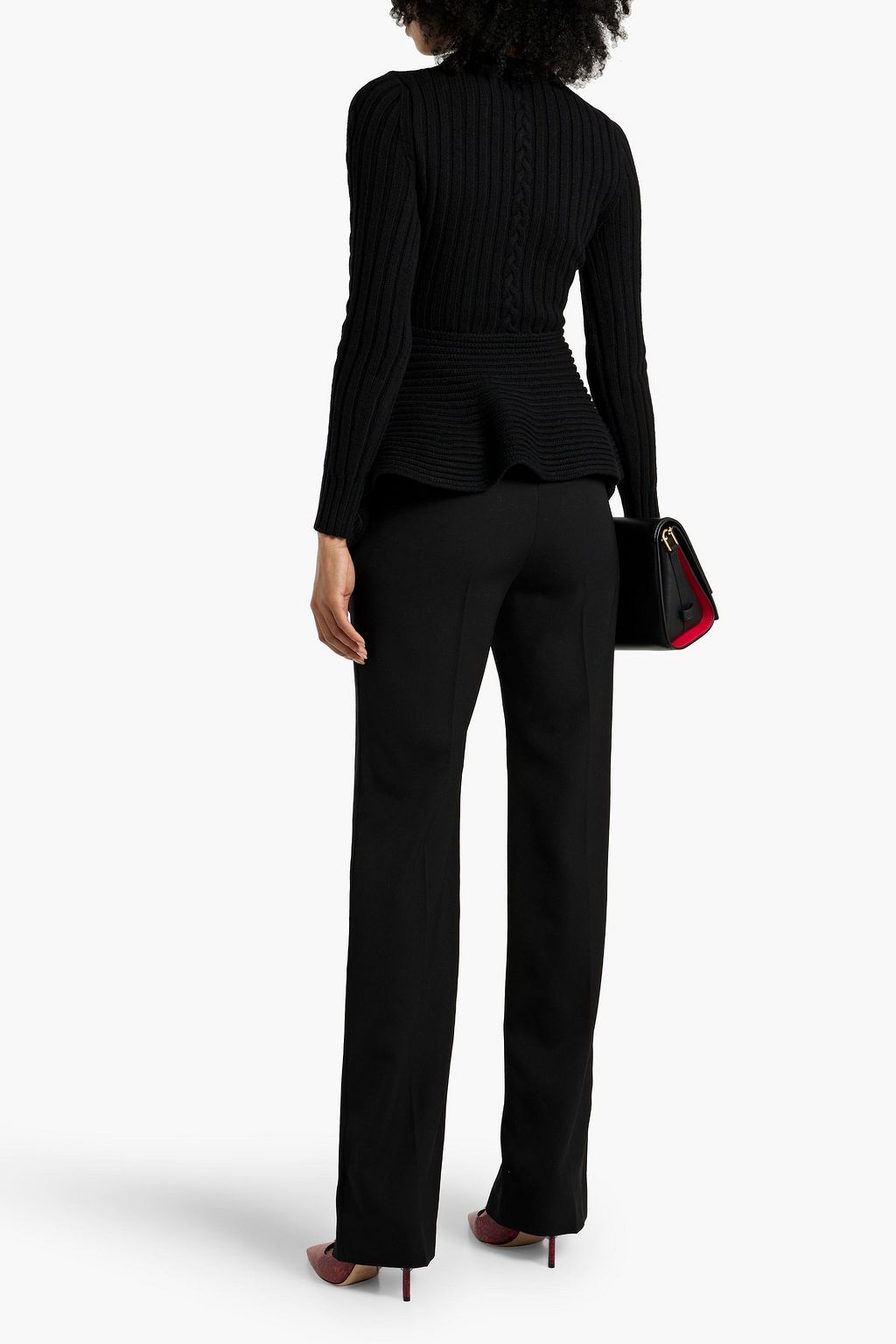 MCQUEEN Cable-knit wool and cashmere-blend peplum sweater