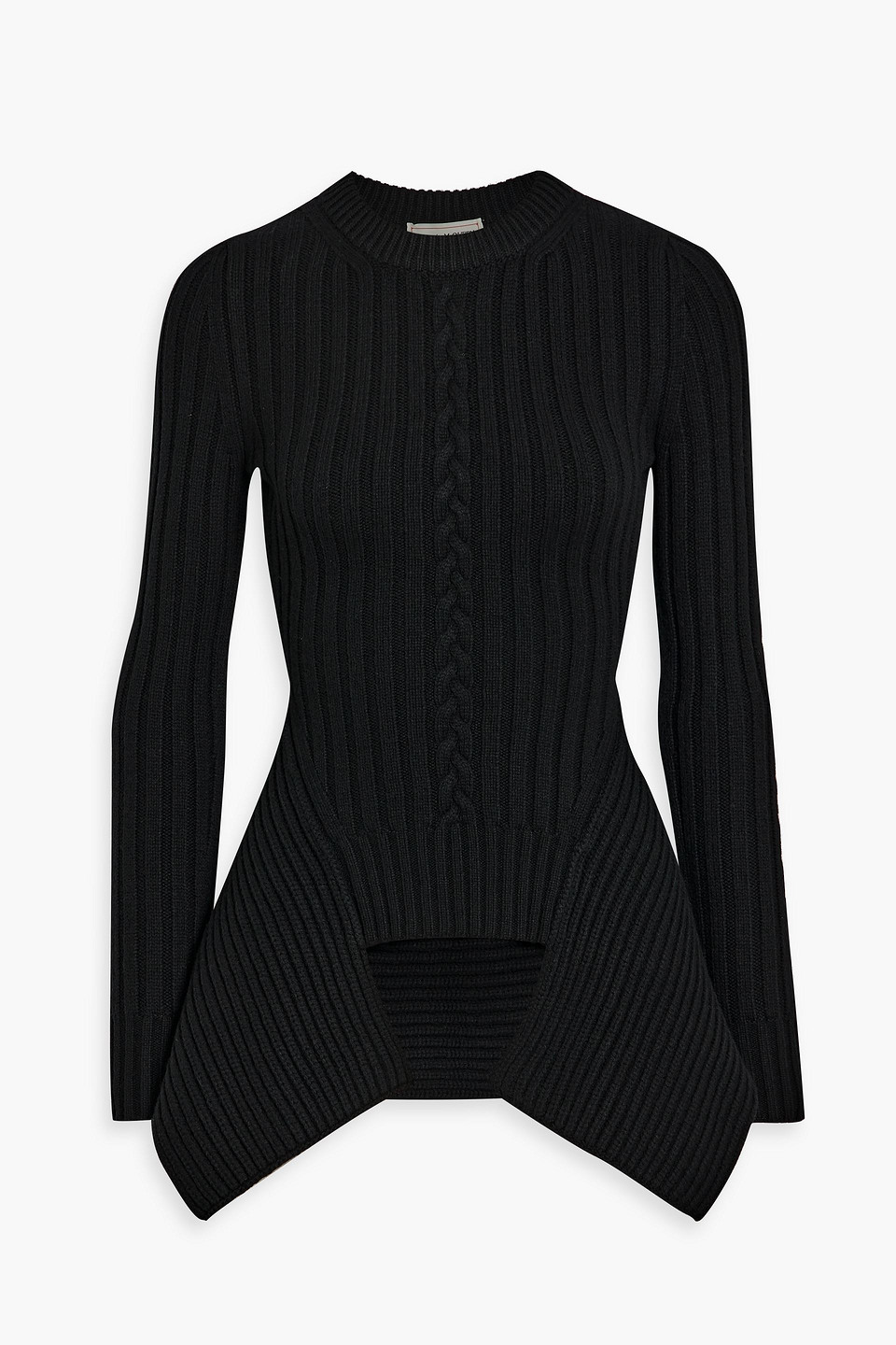 Alexander Mcqueen Cable-knit Wool And Cashmere-blend Peplum Sweater In Black