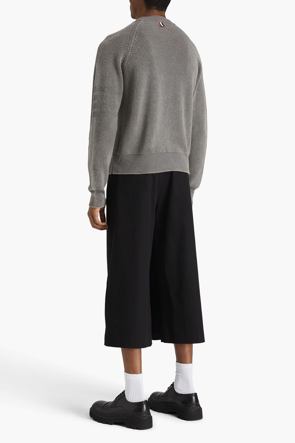 THOM BROWNE Striped ribbed cashmere sweater